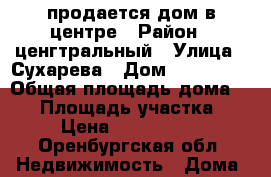 продается дом в центре › Район ­ ценгтральный › Улица ­ Сухарева › Дом ­ 150-160 › Общая площадь дома ­ 58 › Площадь участка ­ 2 › Цена ­ 1 750 000 - Оренбургская обл. Недвижимость » Дома, коттеджи, дачи продажа   